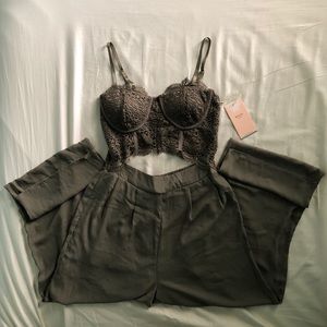 SOLD Lacy olive green jumpsuit